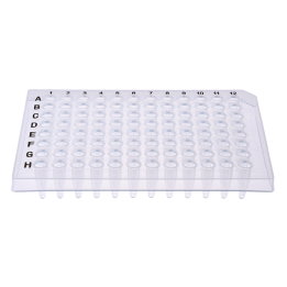 PCR plate, 96 wells, 200 μl, PP, natural color, non-chimney type, wide skirt, sterile, free of DNase and RNase.