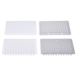 Real-time PCR plate, 96 wells, 200 μl, PP, white, half-skirted, sterile, DNase and RNase-free.