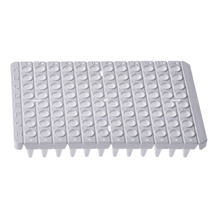 Real-time PCR plate, 96 wells, 200 μl, PP, white, half-skirted, sterile, DNase and RNase-free.
