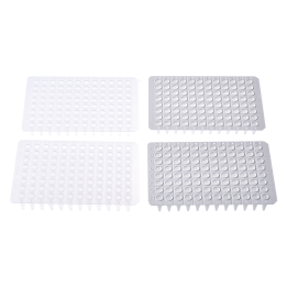 Real-time PCR plate, 96 wells, 200 μl, PP, clear, no skirt, sterile, free of DNase and RNase.