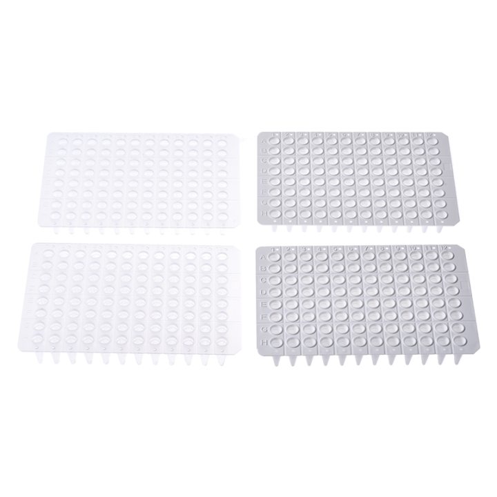 Real-time PCR plate, 96 wells, 200 μl, PP, clear, no skirt, sterile, free of DNase and RNase.
